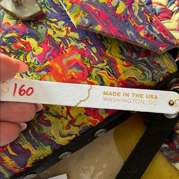 Vibrant Multicolor Rosinante Tal Hand painted leather crossbody bag - Picture 7 of 12